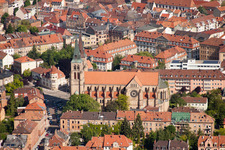 Aerial photograpy of Catholic Church of the Assumption of Mary - St. Mary's Church in Landau in der Pfalz in the state Rhineland-Palatinate, Germany