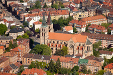 Oblique view of Catholic Church of the Assumption of Mary - St. Mary's Church in Landau in der Pfalz in the state Rhineland-Palatinate, Germany