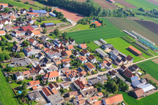 Aerial view of Mörlheimer Hauptstr in the district Mörlheim in Landau in der Pfalz in the state Rhineland-Palatinate, Germany