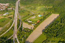 Sports grounds and football pitch of Allg. Sportver. Wolfartsweier on A5 in Karlsruhe in the state Baden-Wurttemberg, Germany
