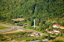 Aerial view of Primer in the district Wolfartsweier in Karlsruhe in the state Baden-Wuerttemberg, Germany