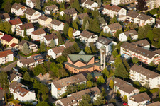 Aerial view of St. Margaret in the district Wolfartsweier in Karlsruhe in the state Baden-Wuerttemberg, Germany
