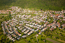 Aerial view of From the west in the district Wolfartsweier in Karlsruhe in the state Baden-Wuerttemberg, Germany