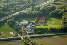 Oblique view of Oberwald Stadium in the district Durlach in Karlsruhe in the state Baden-Wuerttemberg, Germany