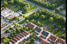 Floodplain in the district Durlach in Karlsruhe in the state Baden-Wuerttemberg, Germany from above