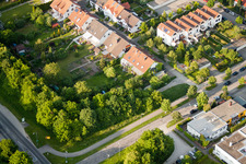 Floodplain in the district Durlach in Karlsruhe in the state Baden-Wuerttemberg, Germany from the plane