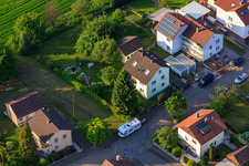 Aerial view of KITA Mäusenest in the district Stupferich in Karlsruhe in the state Baden-Wuerttemberg, Germany