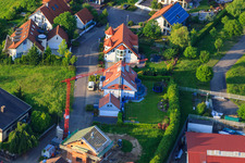 Drone image of Gerbera Street in the district Stupferich in Karlsruhe in the state Baden-Wuerttemberg, Germany