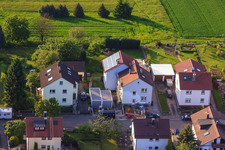 Oblique view of KITA Mäusenest in the district Stupferich in Karlsruhe in the state Baden-Wuerttemberg, Germany