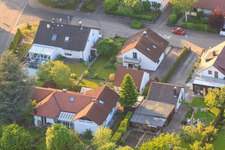Gerberastraße 4 in the district Stupferich in Karlsruhe in the state Baden-Wuerttemberg, Germany from the plane