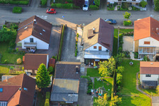 Gerberastraße 4 in the district Stupferich in Karlsruhe in the state Baden-Wuerttemberg, Germany viewn from the air