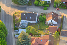 Drone recording of Gerberastraße 4 in the district Stupferich in Karlsruhe in the state Baden-Wuerttemberg, Germany