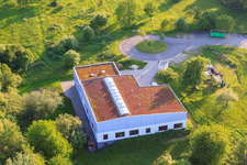 Aerial view of Ivan and Oto Milovac Maschinenbau GmbH in the district Stupferich in Karlsruhe in the state Baden-Wuerttemberg, Germany