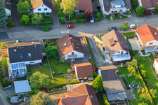 Gerberastraße 4 in the district Stupferich in Karlsruhe in the state Baden-Wuerttemberg, Germany seen from above