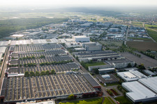 Aerial view of Heidelberg Printing Machines AG in the district Frauenweiler in Wiesloch in the state Baden-Wuerttemberg, Germany