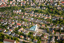 Aerial view of Trinity Church in Wiesloch in the state Baden-Wuerttemberg, Germany