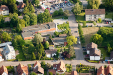Aerial view of Protestant Kindergarten One World in Wiesloch in the state Baden-Wuerttemberg, Germany