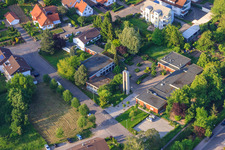 Christ Community in Wiesloch in the state Baden-Wuerttemberg, Germany viewn from the air