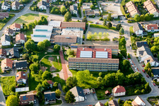 Aerial view of School building of the Mannabergschule and town hall in Rauenberg in the state Baden-Wurttemberg, Germany