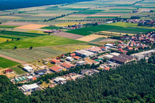 Aerial view of Im Gereut industrial area in Hatzenbühl in the state Rhineland-Palatinate, Germany