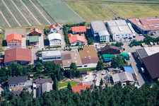 Im Gereut commercial area in Hatzenbühl in the state Rhineland-Palatinate, Germany from above