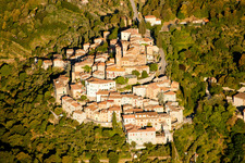Old town area and city center in Lucignano in the state Arezzo, Italy from above