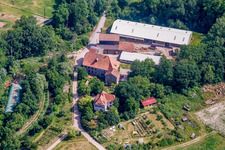 Wanzheim Mill in Rheinzabern in the state Rhineland-Palatinate, Germany from above