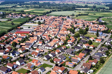 Village overview from the east in Neupotz in the state Rhineland-Palatinate, Germany