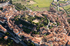 Ruins and remains of the walls of the former castle on the hill of the circular town in Castiglion Fiorentino in the state Arezzo, Italy