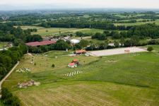Haras de la Neée in Neewiller-près-Lauterbourg in the state Bas-Rhin, France seen from a drone
