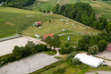 Haras de la Neée in Neewiller-près-Lauterbourg in the state Bas-Rhin, France viewn from the air