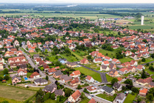 Aerial view of Village view in Rœschwoog in the state Bas-Rhin, France