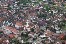 Aerial view of Drusenheim in the state Bas-Rhin, France
