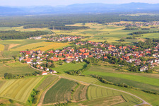 Village view from the northwest in the district Linx in Rheinau in the state Baden-Wuerttemberg, Germany