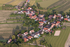 Aerial photograpy of Village view in the district Legelshurst in Willstätt in the state Baden-Wuerttemberg, Germany