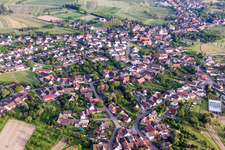 Oblique view of Village view in the district Legelshurst in Willstätt in the state Baden-Wuerttemberg, Germany