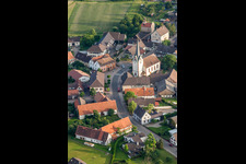 Aerial photograpy of Church building in the village of in the district Legelshurst in Willstaett in the state Baden-Wurttemberg, Germany