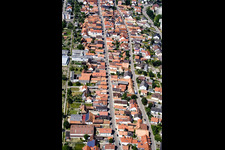Aerial photograpy of Street - road guidance of Rheinstrasse in Kandel in the state Rhineland-Palatinate