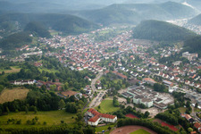 Dahn in the state Rhineland-Palatinate, Germany seen from above