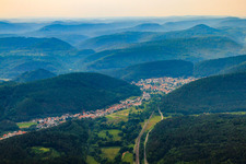 View of the town from the southwest in Hinterweidenthal in the state Rhineland-Palatinate, Germany
