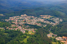 Aerial view of View of the town from the east in Lemberg in the state Rhineland-Palatinate, Germany