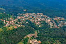 Aerial photograpy of View of the town from the east in Lemberg in the state Rhineland-Palatinate, Germany