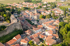 Aerial view of Castle of the fortress Fort Rodemack in Rodemack in Grand Est, France
