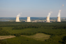 Aerial view of EDF nuclear center from the west in Cattenom in the state Moselle, France