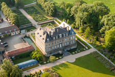 Oblique view of Palace Chateau La Grange in Manom in Grand Est, France
