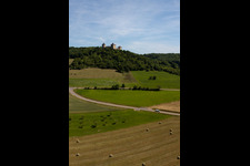 Aerial view of Château Mensberg in Manderen in the state Moselle, France