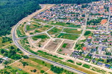 Drone recording of New Development Area West in Jockgrim in the state Rhineland-Palatinate, Germany