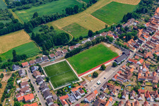 Oblique view of TSG football pitch in Jockgrim in the state Rhineland-Palatinate, Germany