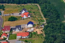 Aerial view of Blumenring new development area in the district Hardtwald in Neupotz in the state Rhineland-Palatinate, Germany