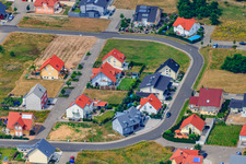 Aerial photograpy of Blumenring new development area in the district Hardtwald in Neupotz in the state Rhineland-Palatinate, Germany